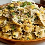 Elote Pasta Salad Recipe 13 Bowl of Elote Pasta Salad with corn, feta cheese, cilantro, and creamy dressing