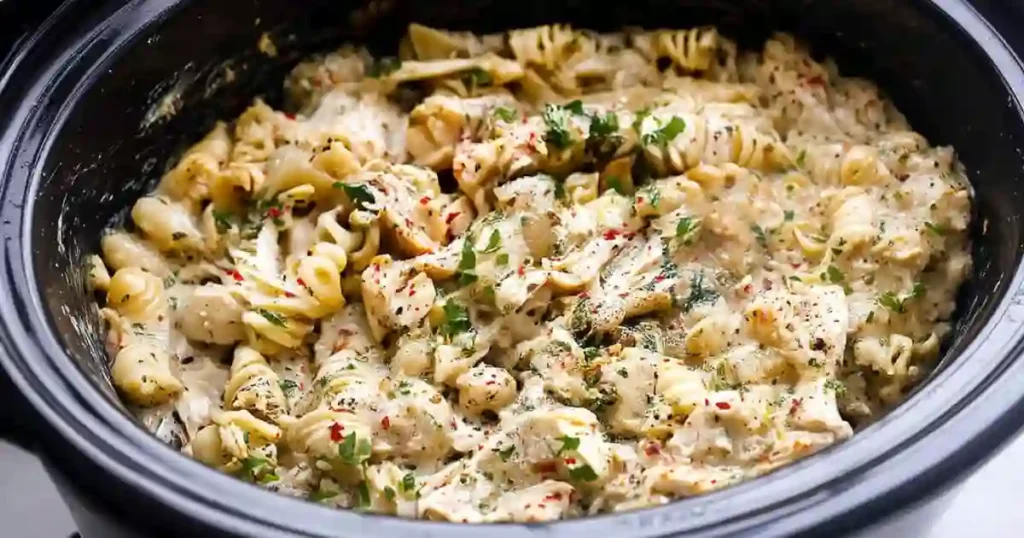 Crockpot Garlic Parmesan Chicken Pasta 1 crockpot garlic parmesan chicken pasta recipe