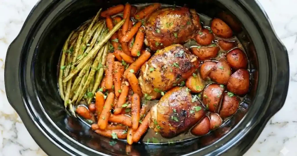 slow cooker honey garlic chicken and veggies compressed