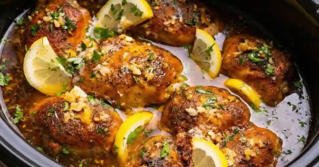 Crockpot Lemon Garlic Butter Chicken Thighs Recipe 1 crockpot lemon garlic butter chicken thighs recipe
