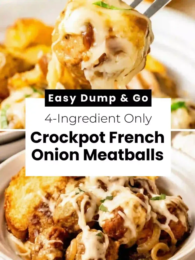 pin crockpot french onion meatballs only 4 ingredients