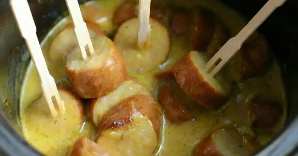 Slow Cooker Honey Mustard Kielbasa Bites Recipe 1 slow cooker honey mustard kielbasa bites recipe