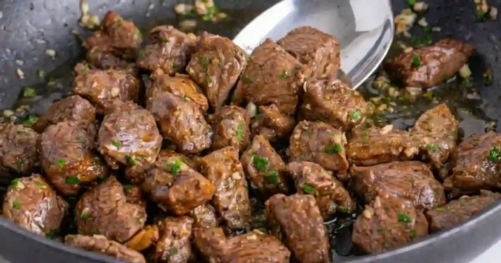 air fryer garlic butter steak bites recipe