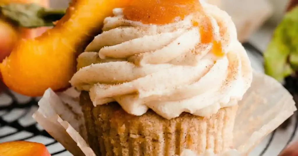Peach Cupcakes with Cinnamon Cream Cheese Frosting 1 peach cupcakes with cinnamon cream cheese frosting