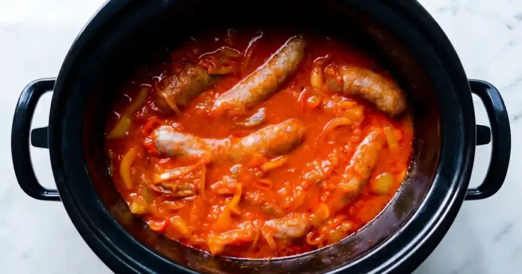 Crockpot Sausage and Peppers 1 crockpot sausage and peppers